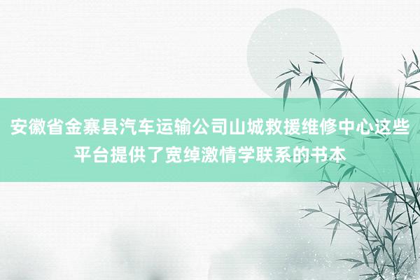 安徽省金寨县汽车运输公司山城救援维修中心这些平台提供了宽绰激情学联系的书本